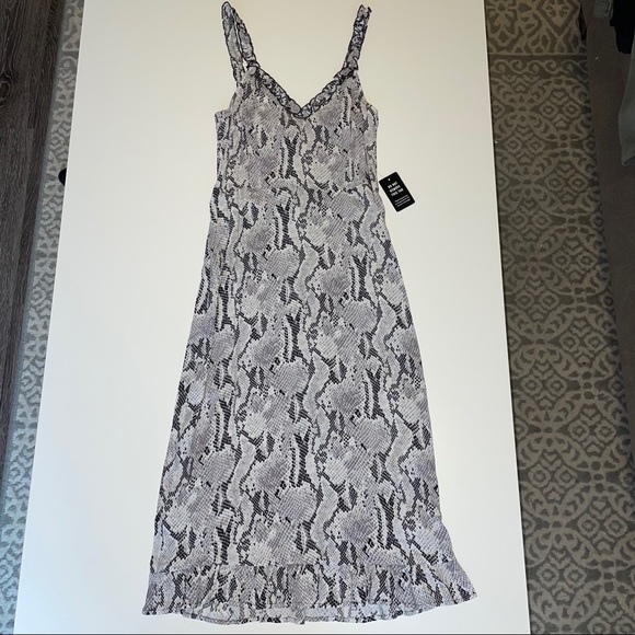 Express Gray Snake Ruffle Tank Dress - Picture 1 of 5